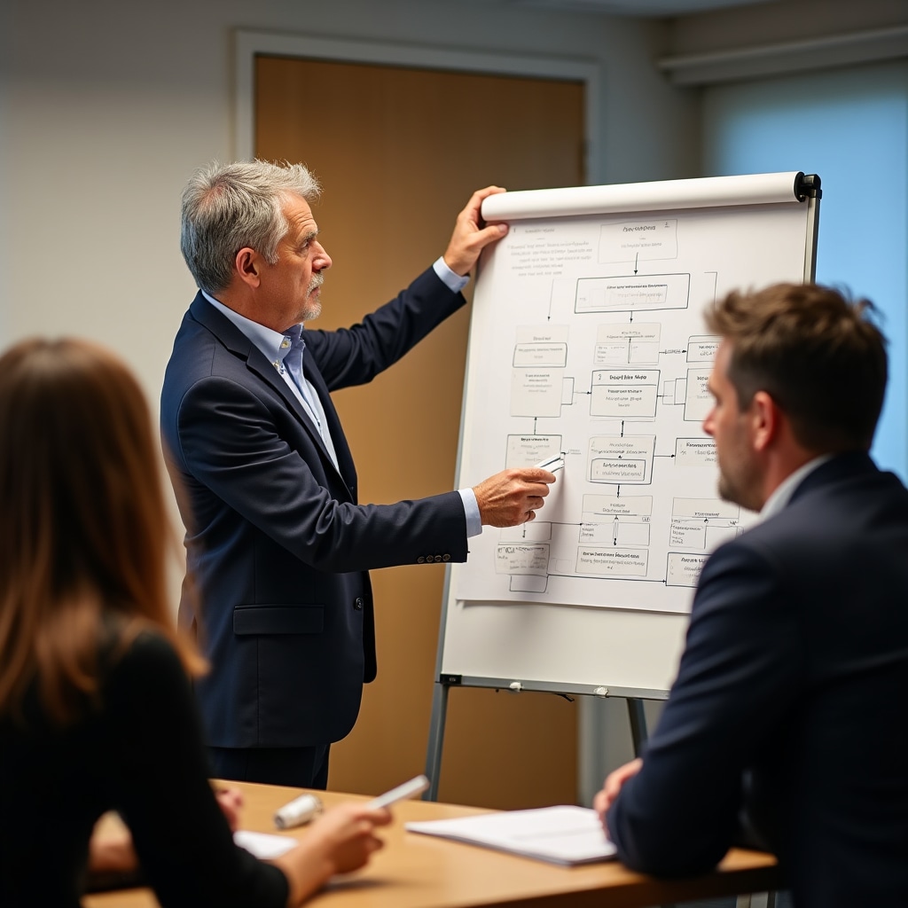Workshop facilitator explaining non-payment procedures to landlord participants on day two
